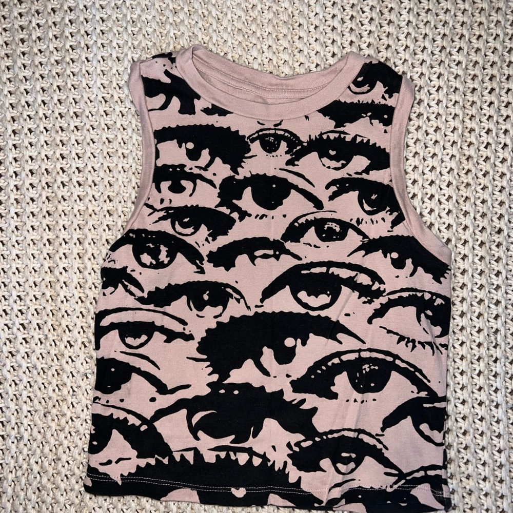 Eye Pattern Sleeveless Top